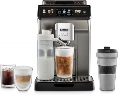 Delonghi ECAM450.86.T  Eletta Explore Cold Brew Bean-To-Cup Coffee Machine Titanium-Silver